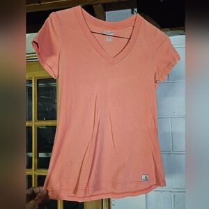 Carhartt Women's Peach Colored V-Neck Tee